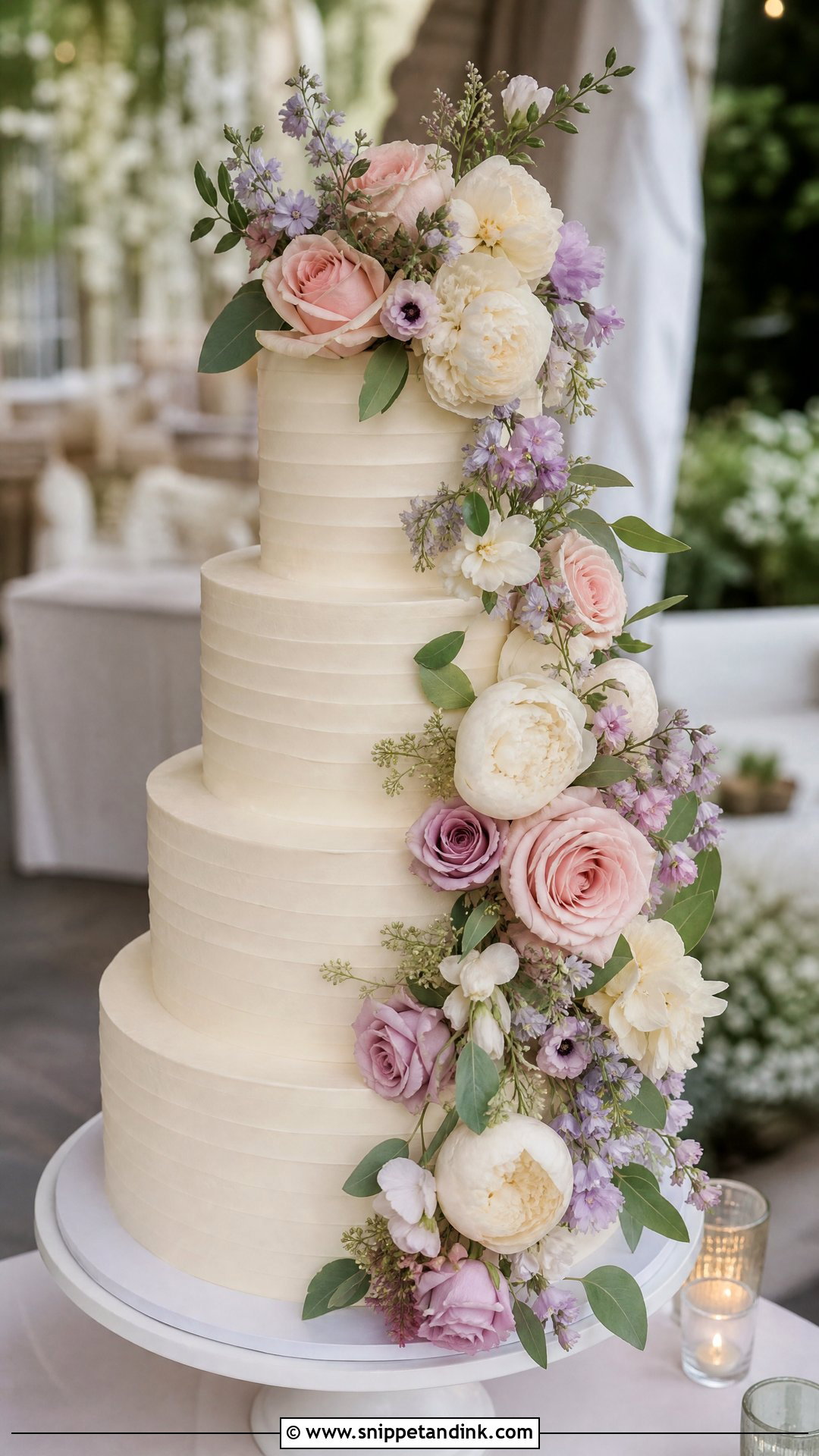 Vintage Floral Wedding Cake With Cascading Flowers - Snippet and Ink - 20 Vintage Floral Cake Ideas for Wedding