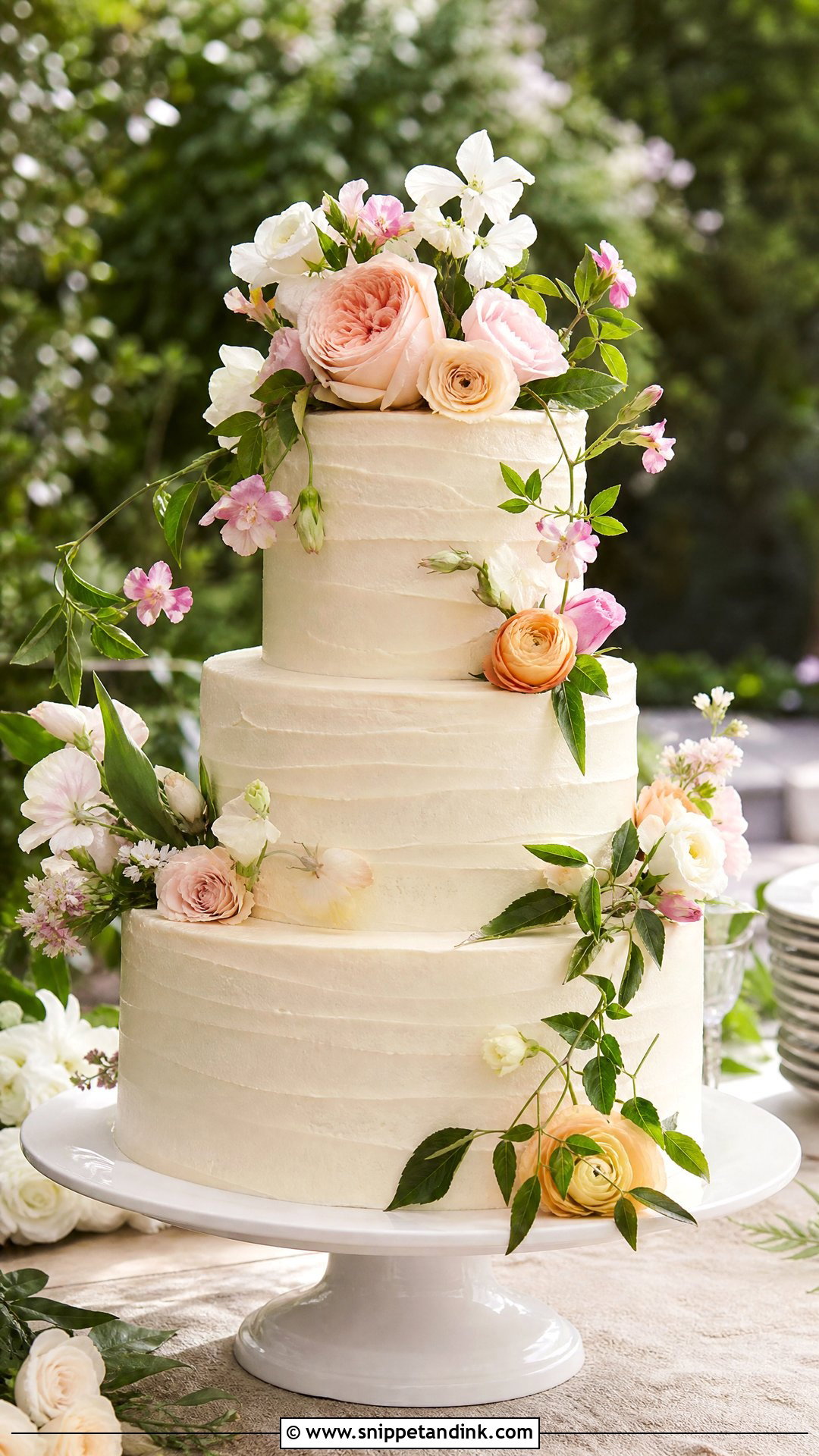 Vintage Floral Wedding Cake With Fresh Garden Flowers - Snippet and Ink - 20 Vintage Floral Cake Ideas for Wedding