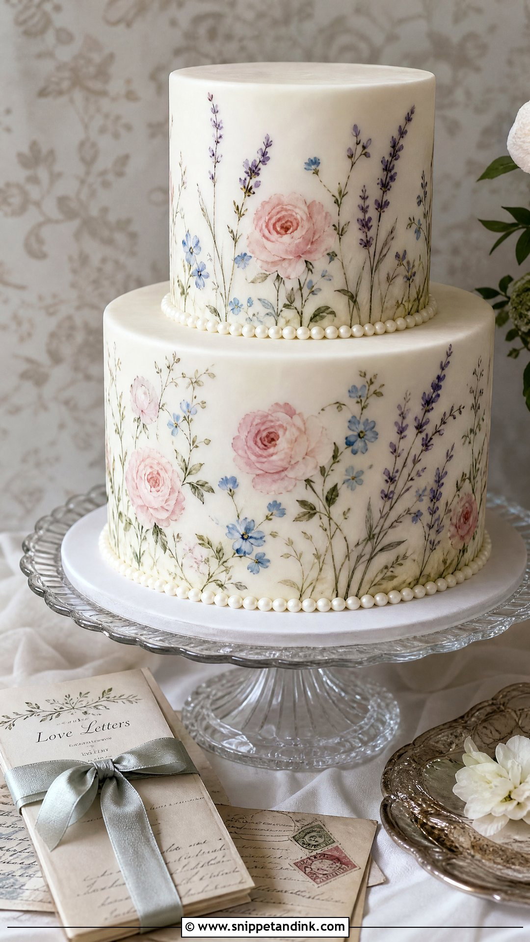 Vintage Floral Wedding Cake With Hand Painted Flowers - Snippet and Ink - 20 Vintage Floral Cake Ideas for Wedding