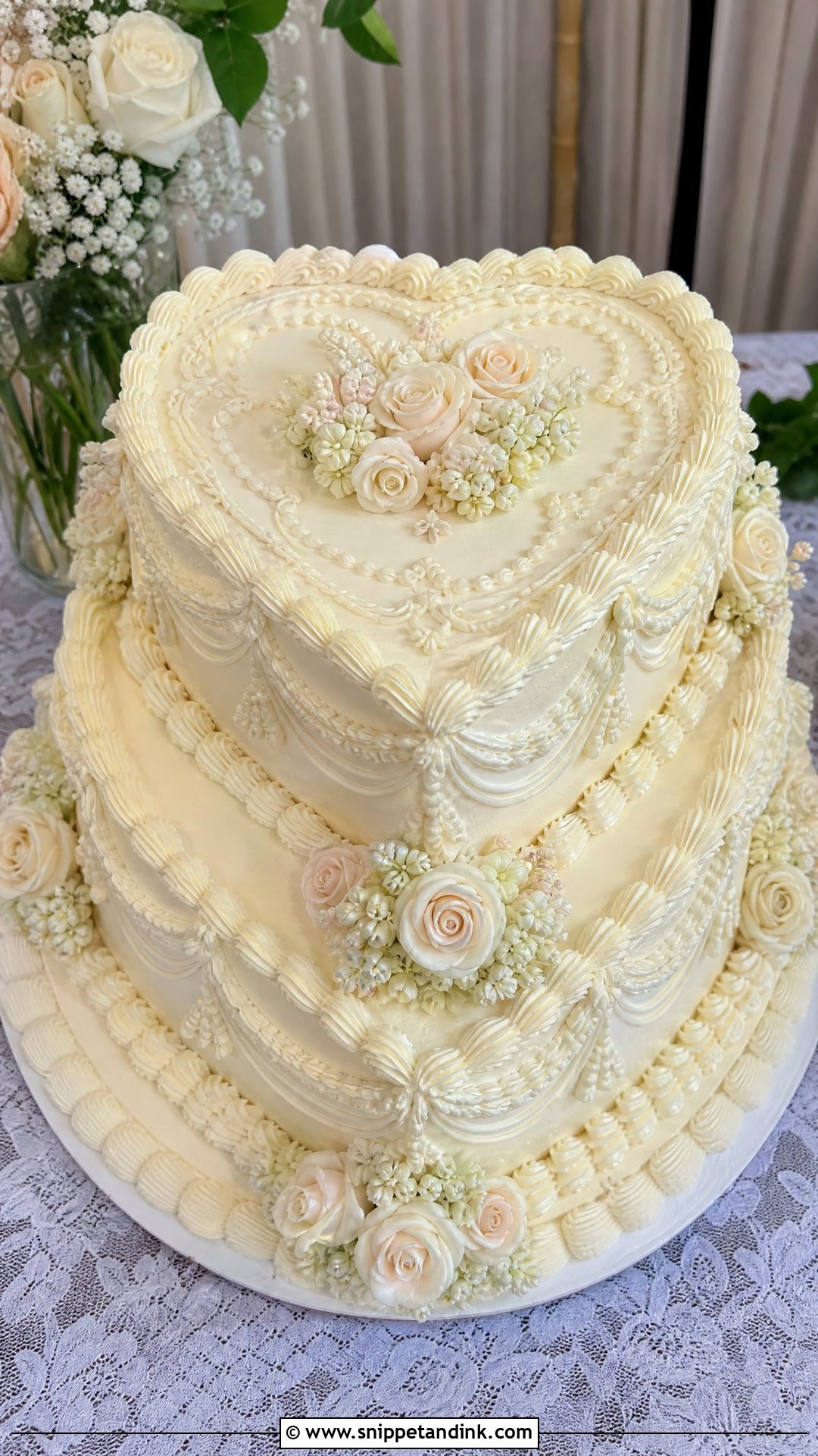 Vintage Floral Wedding Cake With Lambeth Piping - Snippet and Ink - 20 Vintage Floral Cake Ideas for Wedding