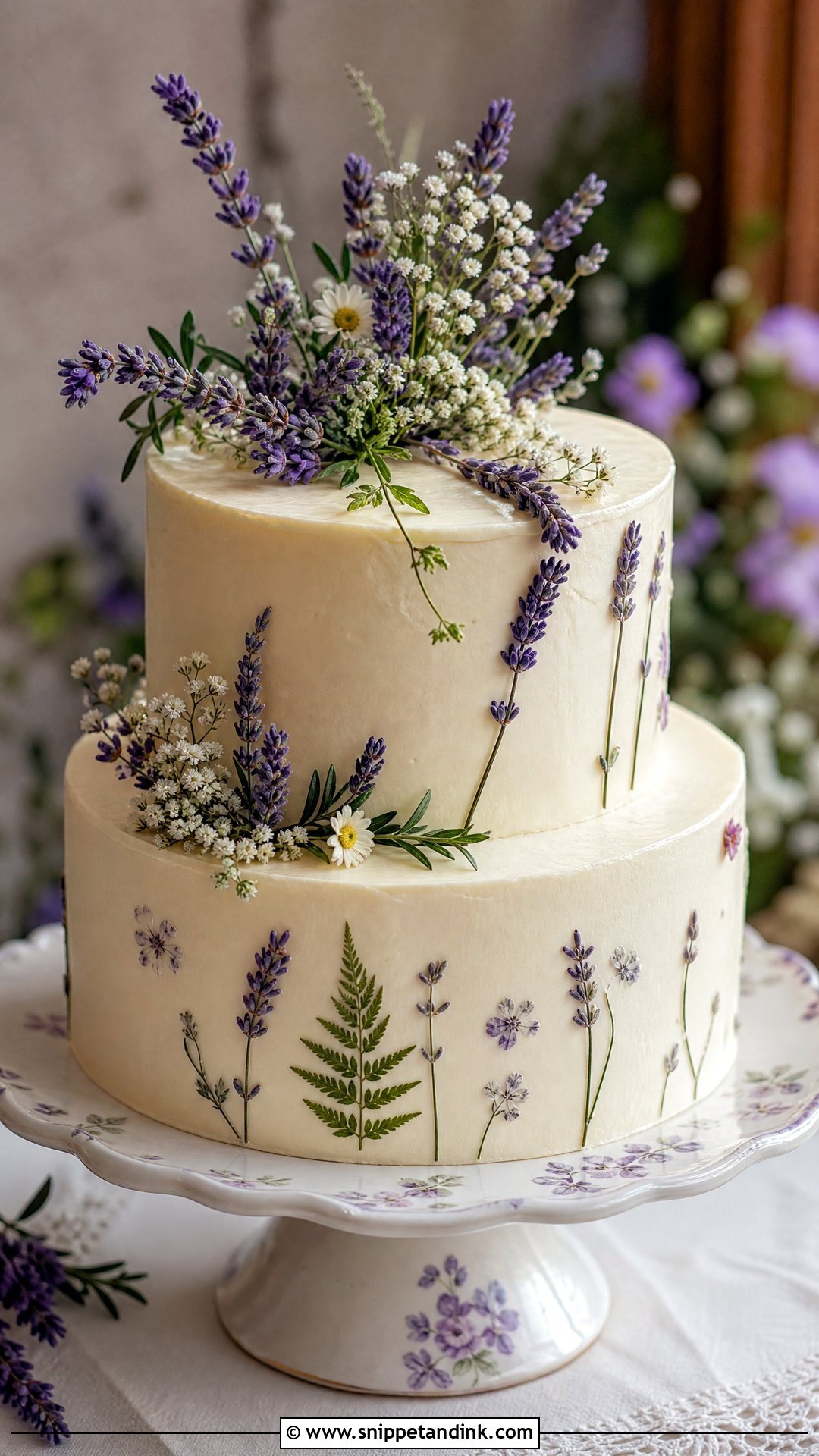 Vintage Floral Wedding Cake With Lavender Flowers - Snippet and Ink - 20 Vintage Floral Cake Ideas for Wedding
