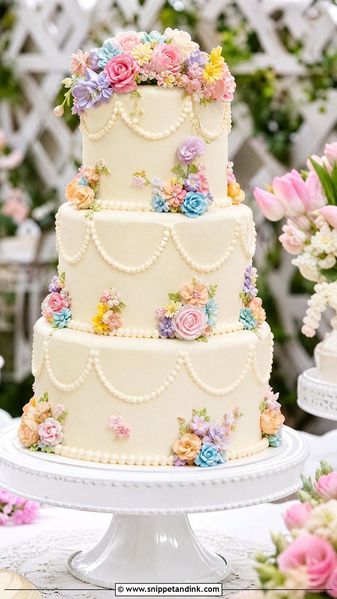 Vintage Floral Wedding Cake With Pastel Flowers - Snippet and Ink - 20 Vintage Floral Cake Ideas for Wedding
