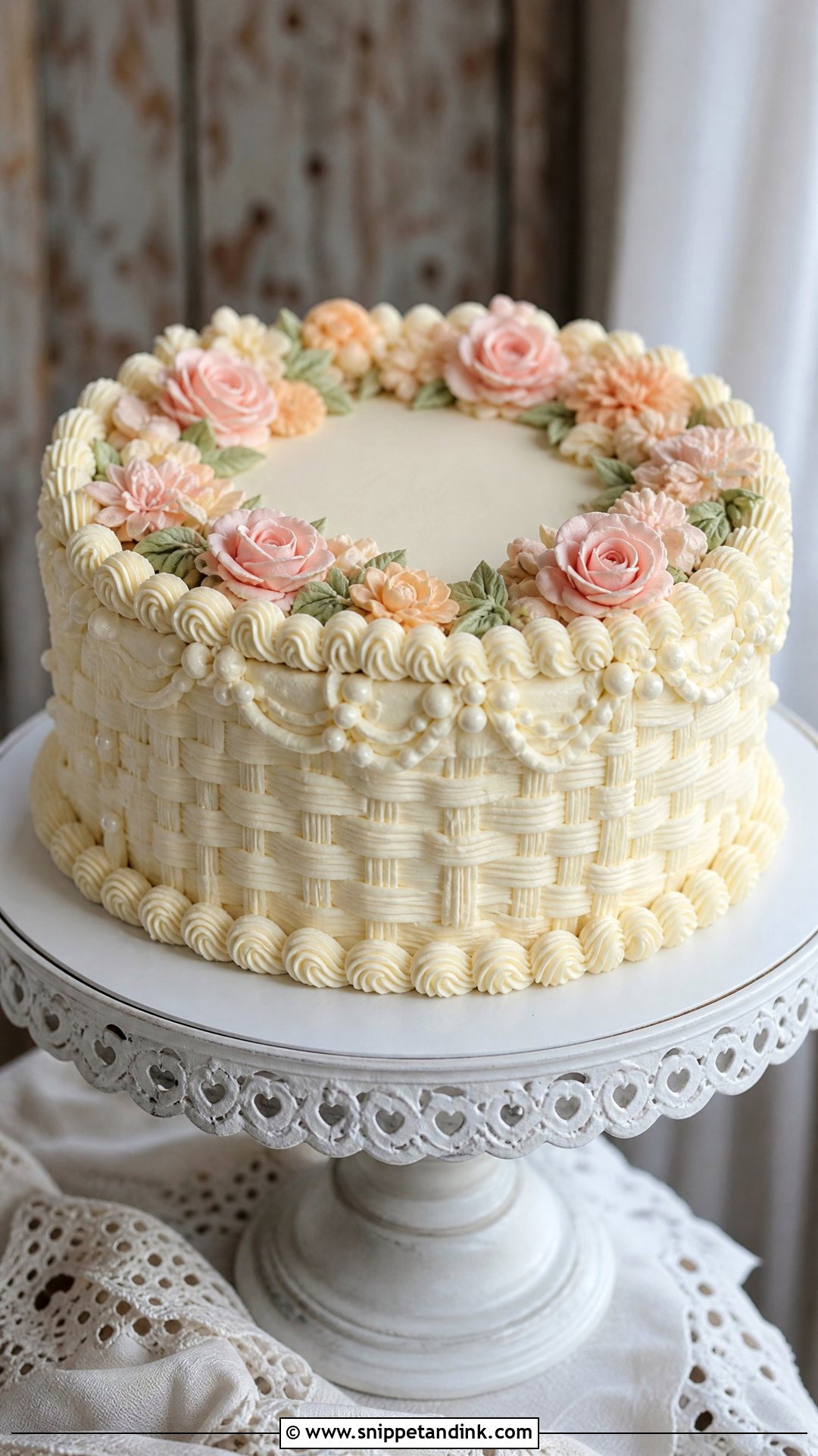 Vintage Flower Basket Wedding Cake - Snippet and Ink - 25 Flower Basket Cake Ideas for Wedding