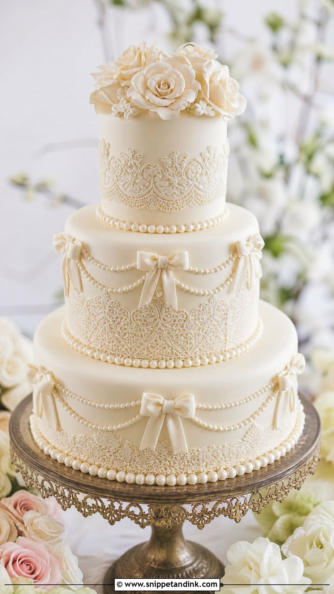 Vintage Fondant Wedding Cake - Snippet and Ink - 35 Fondant Cakes for Wedding