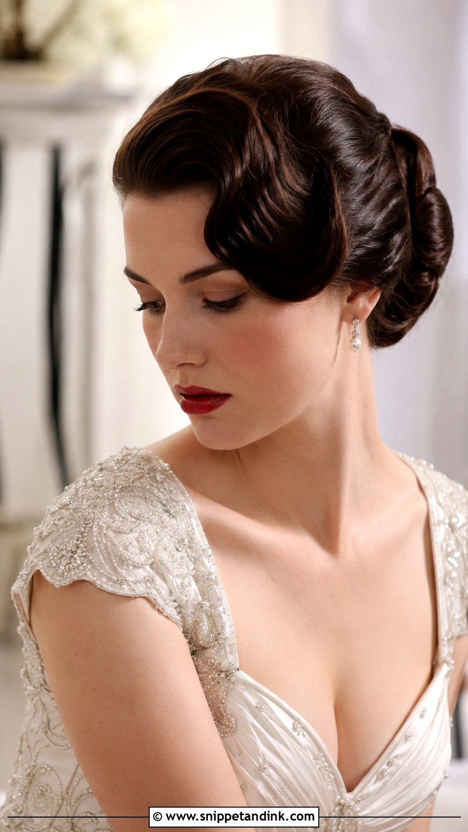 Vintage French Twist With Finger Waves - Snippet and Ink - 30 French Twist Wedding Hair Ideas