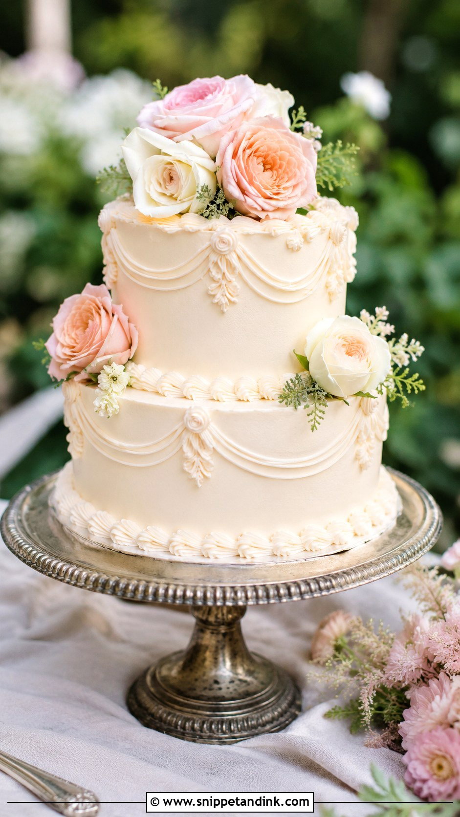 Vintage Garden Wedding Cake - Snippet and Ink - 20 Garden Wedding Cake Ideas