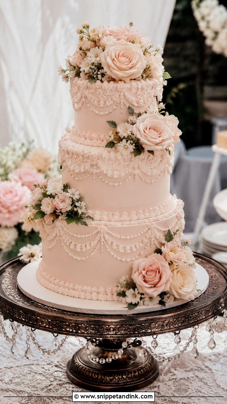 Vintage Garden Wedding Cake - Snippet and Ink - 20 Romantic Garden Wedding Cake Ideas
