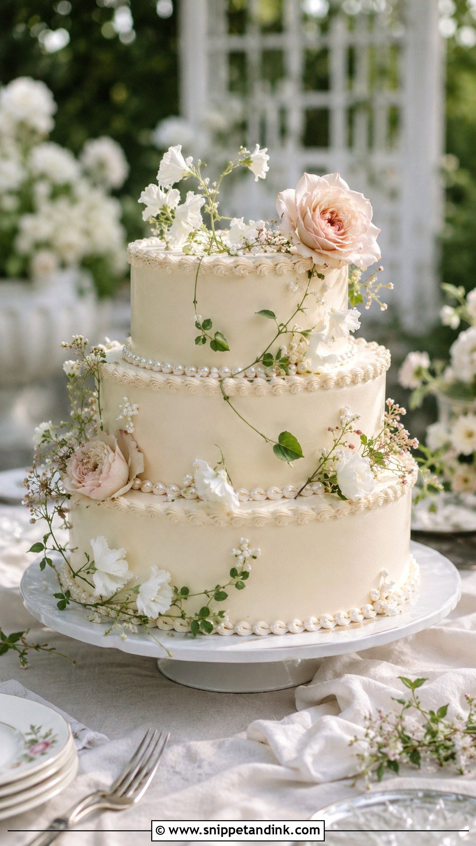Vintage Garden Wedding Cake - Snippet and Ink - 20 Elegant Vintage Wedding Cakes