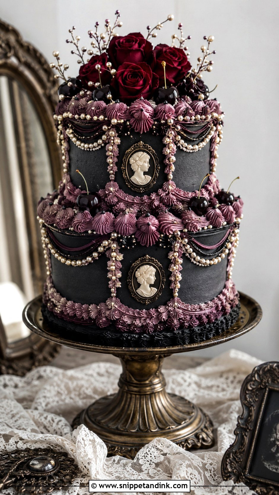 Vintage Gothic Wedding Cake - Snippet and Ink - 20 Gothic Wedding Cake Ideas