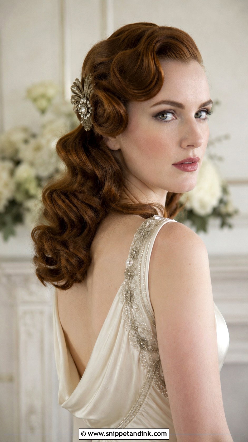 Vintage Half Up Half Down Waves - Snippet and Ink - 20 Half-Up Half-Down Wedding Hair Styles