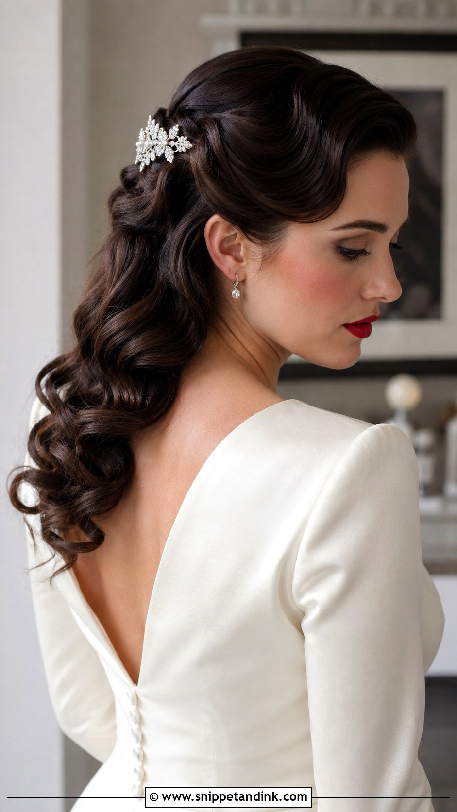 Vintage Half Up Wedding Hairstyle - Snippet and Ink - 20 Half-Up Wedding Hair for Bride Ideas