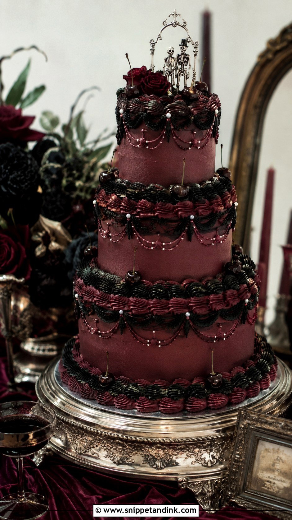 Vintage Halloween Wedding Cake - Snippet and Ink - 25 Elegant Halloween Wedding Cake Ideas