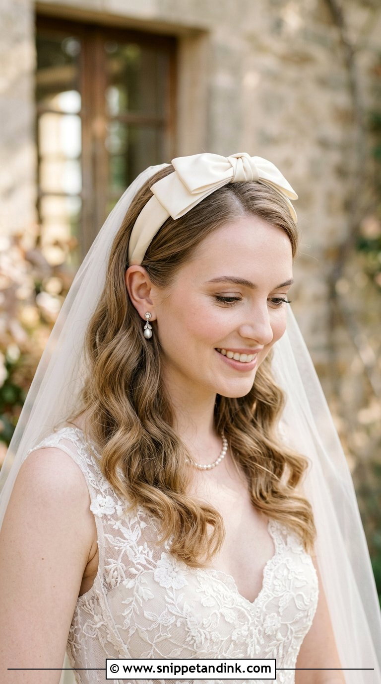 Vintage Headband Bow With Waves - Snippet and Ink - 20 Bridal Hair with Bow Ideas