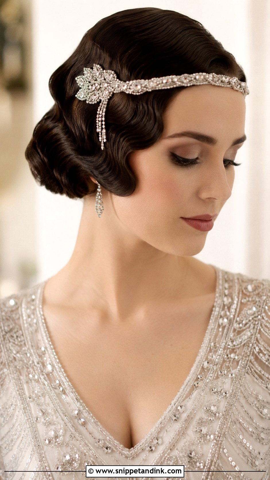 Vintage Headband With Finger Waves - Snippet and Ink - 25 Wedding Hair with Headband Ideas