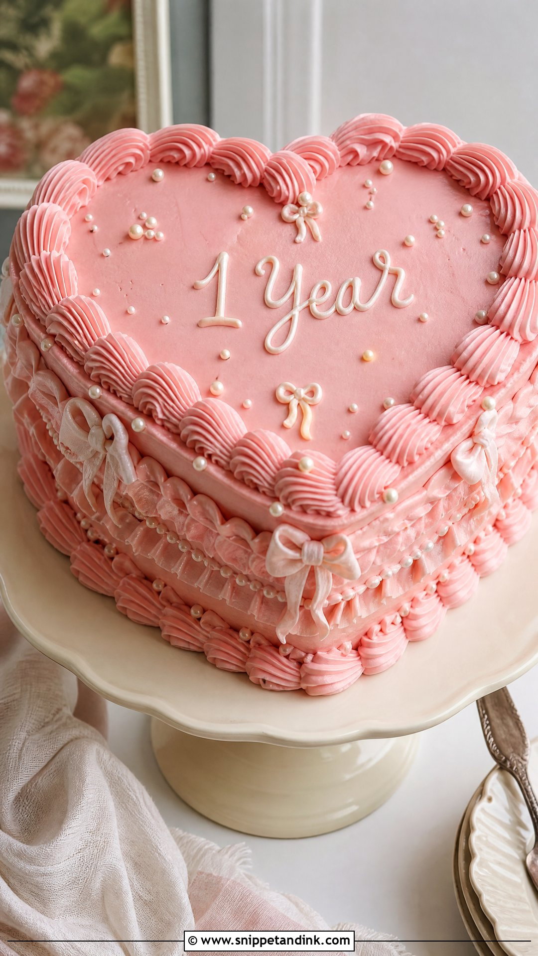 Vintage Heart Anniversary Cake - Snippet and Ink - 25 Couple 1st Anniversary Cake Ideas