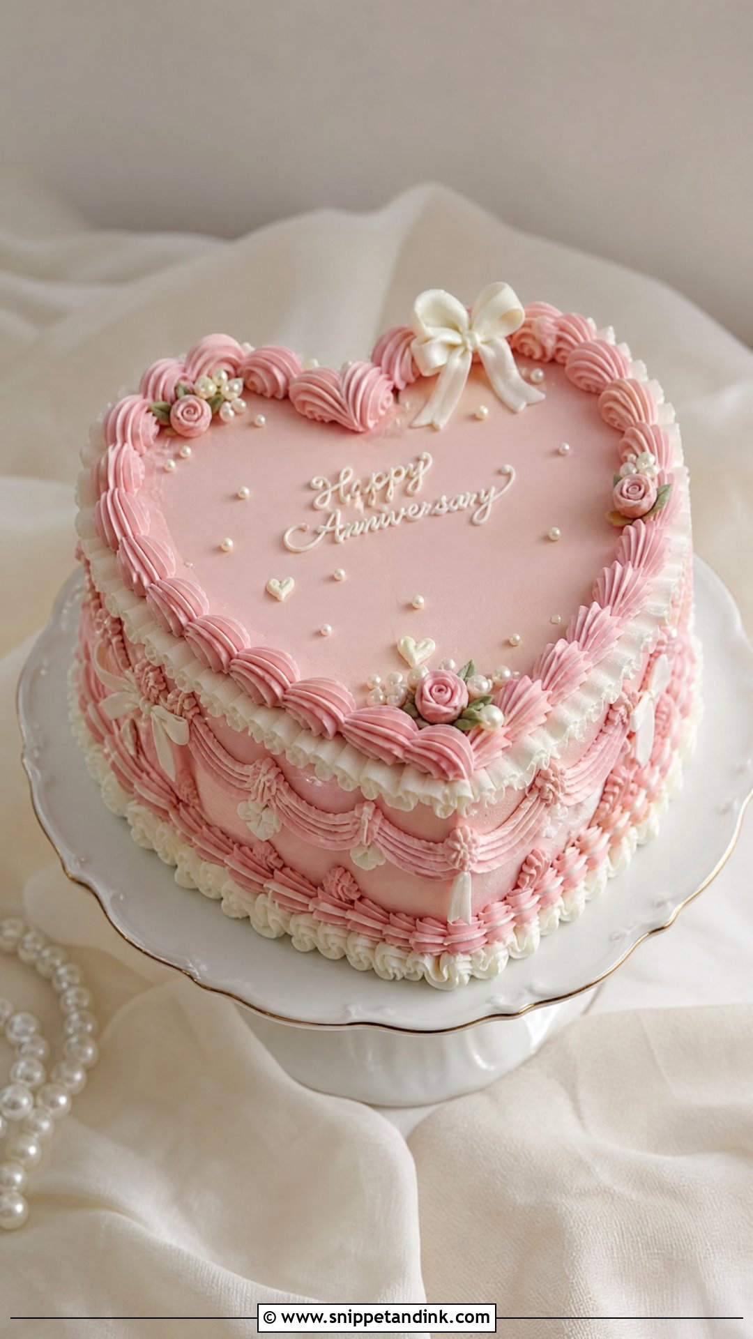 Vintage Heart Anniversary Cake - Snippet and Ink - 30 Anniversary Cake Aesthetic Ideas