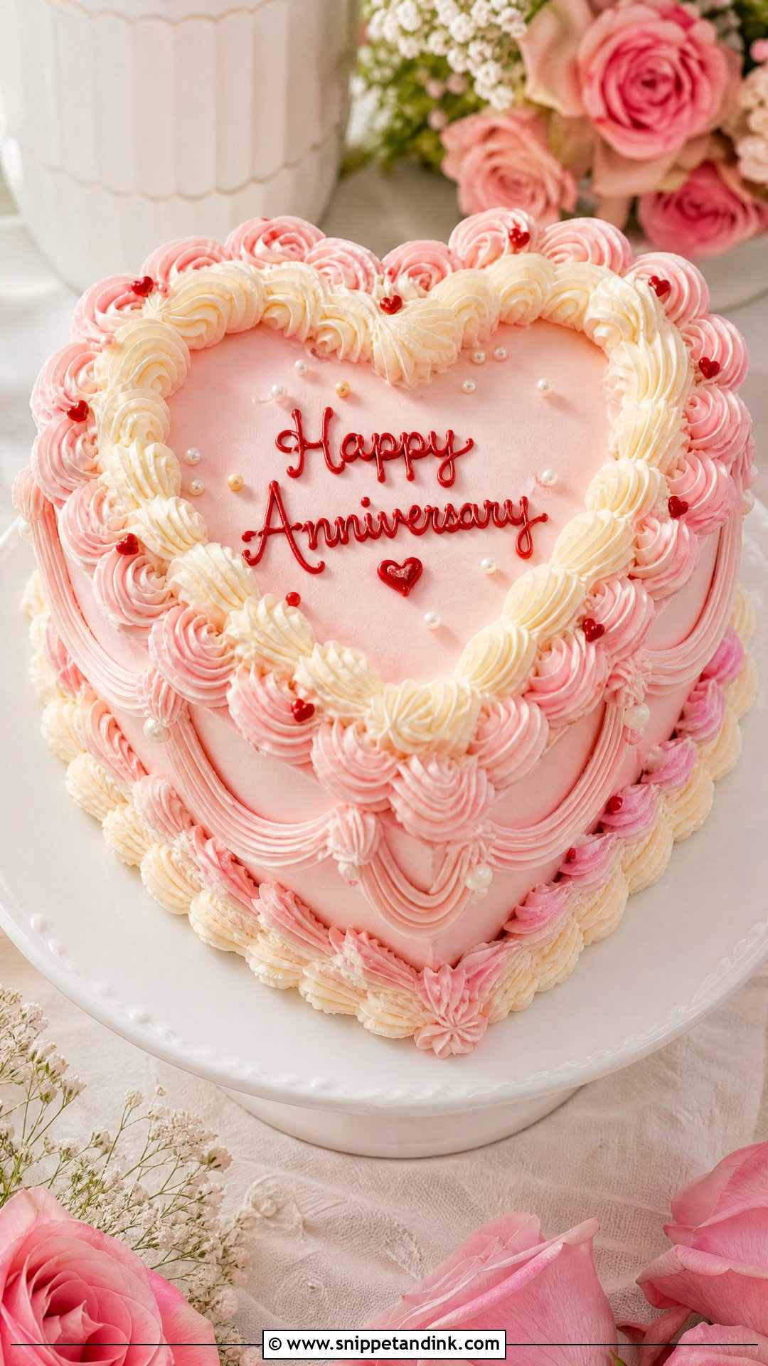 Vintage Heart Anniversary Cake - Snippet and Ink - 35 Anniversary Cake Ideas