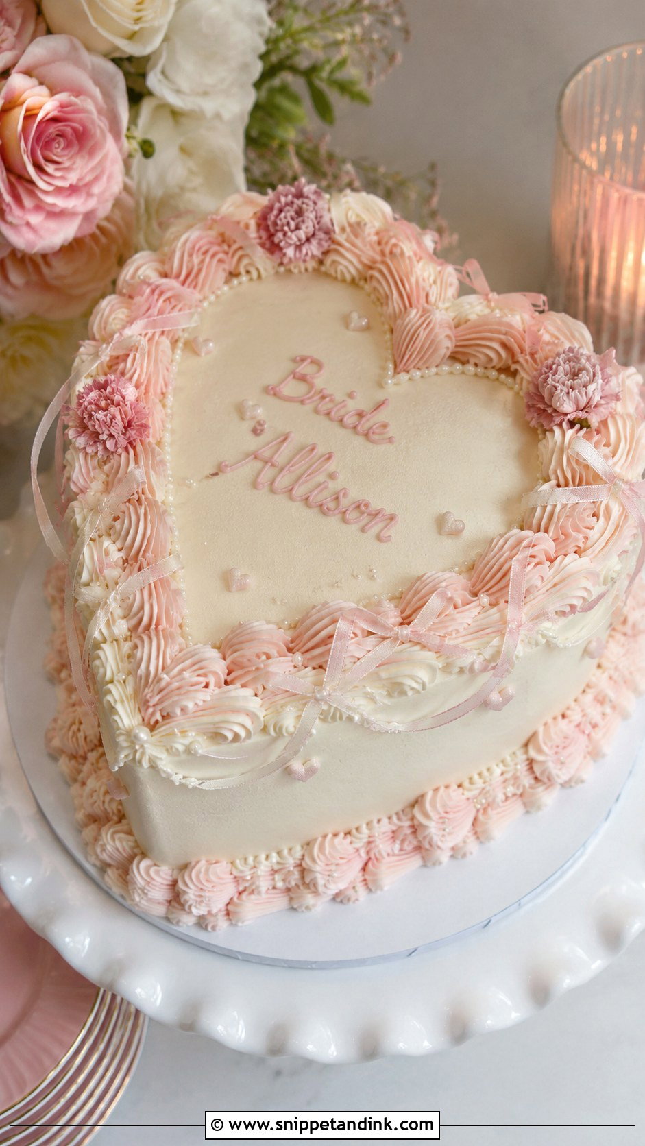 Vintage Heart Bachelorette Cake - Snippet and Ink - 25 Let Them Eat Cake Bachelorette Ideas for Wedding