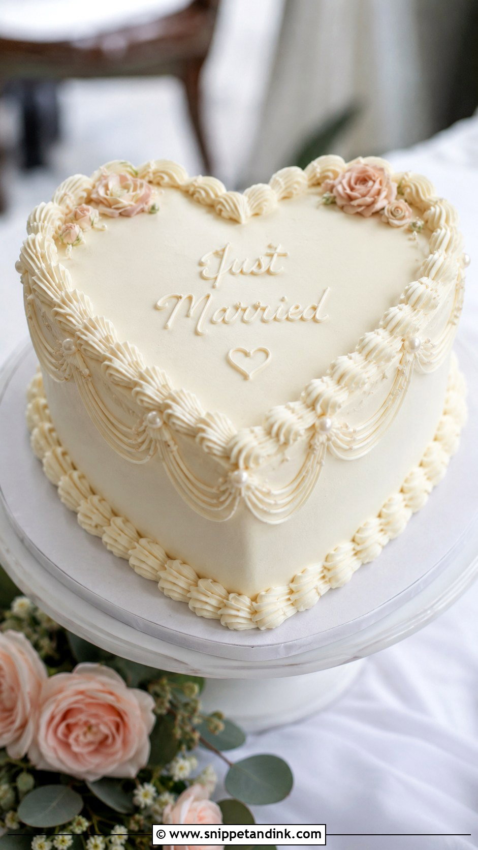 Vintage Heart Shape Wedding Cake - Snippet and Ink - 20 Heart Shape Cake Ideas for Wedding