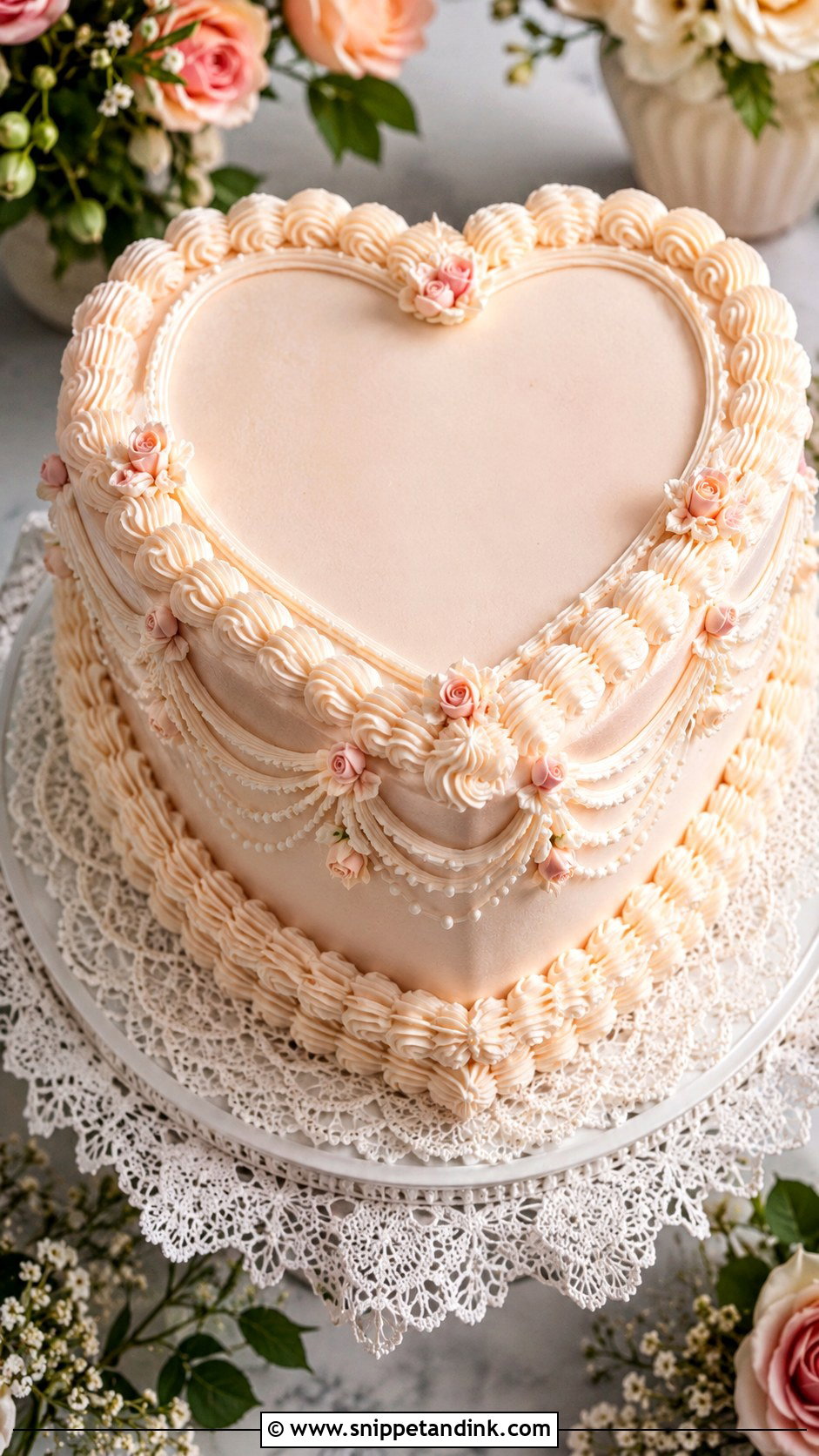 Vintage Heart Shaped Wedding Cake - Snippet and Ink - 20 Simple Heart Shaped Wedding Cake Ideas