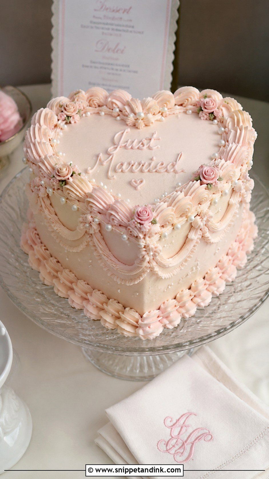 Vintage Heart Shaped Wedding Cake - Snippet and Ink - 20 Heart Shaped Wedding Cakes