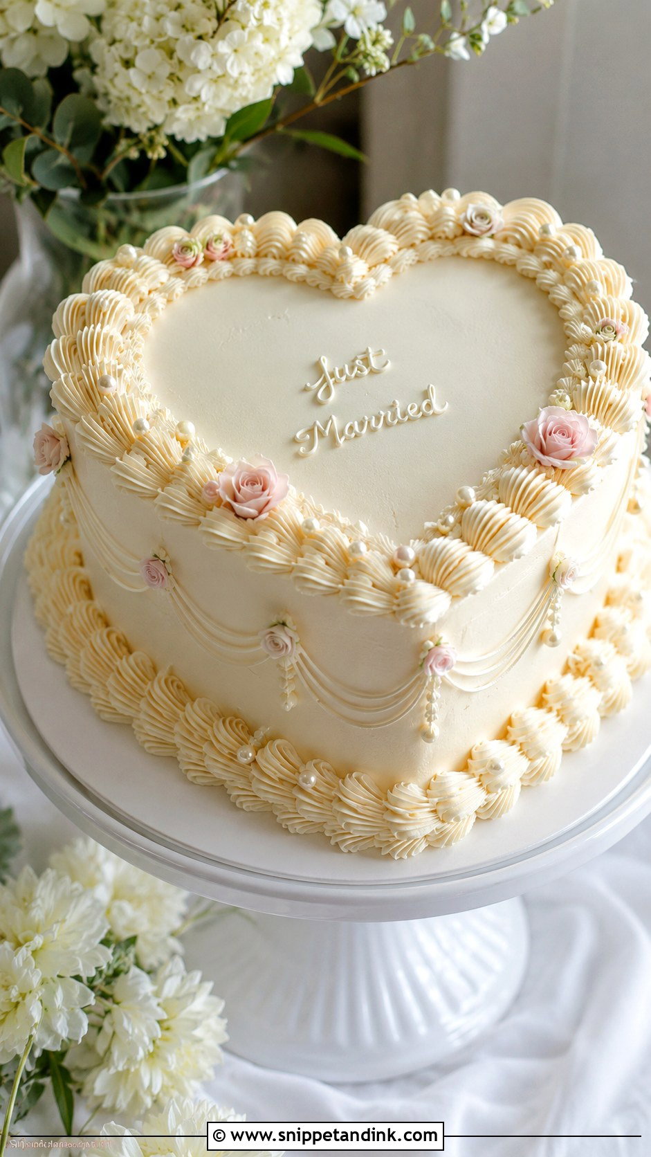 Vintage Heart Wedding Cake - Snippet and Ink - 20 Heart Wedding Cake Ideas