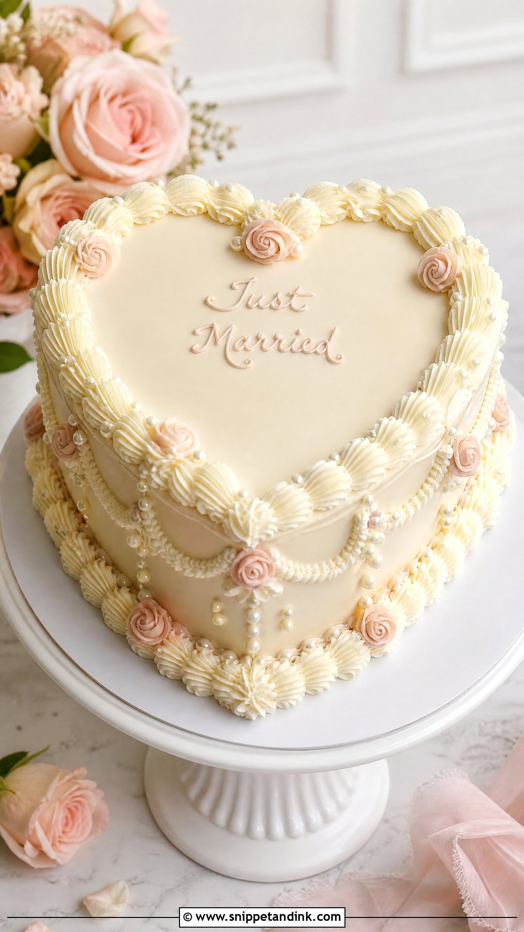Vintage Heart Wedding Cake - Snippet and Ink - 25 Hearts Cake Ideas for Wedding