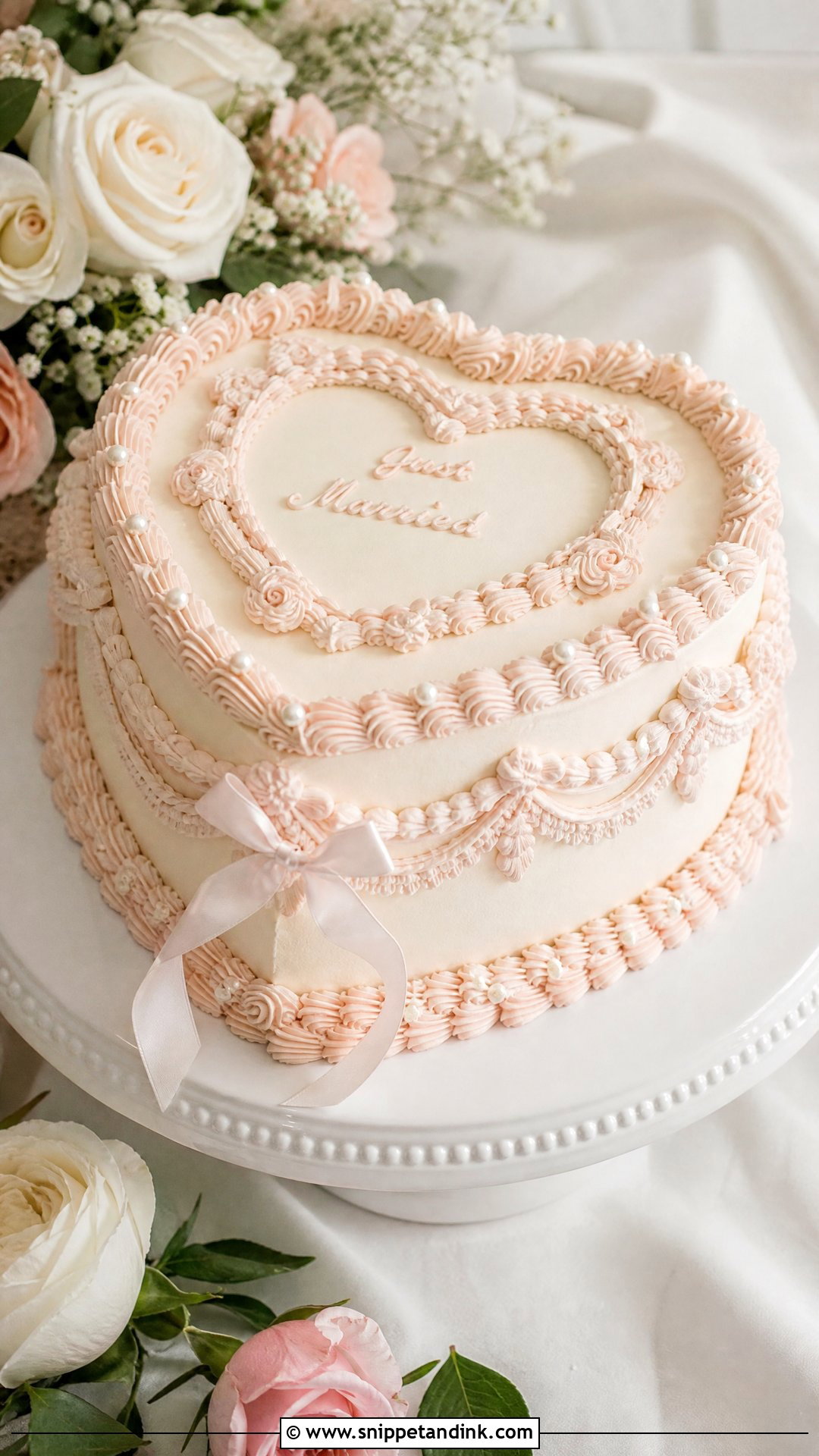 Vintage Heart Wedding Cake - Snippet and Ink - 25 Lady Cake Ideas for Wedding