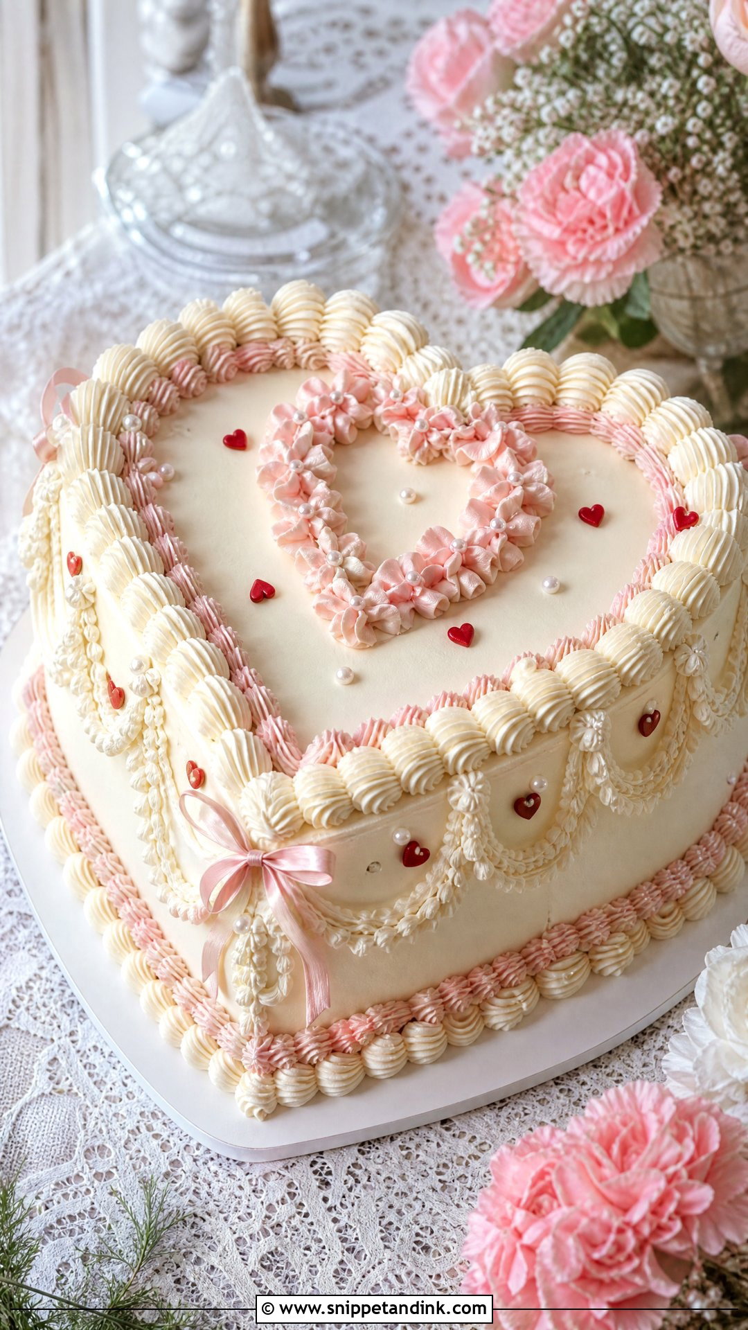 Vintage Heart Wedding Cake - Snippet and Ink - 25 Love Theme Cake Ideas for Wedding
