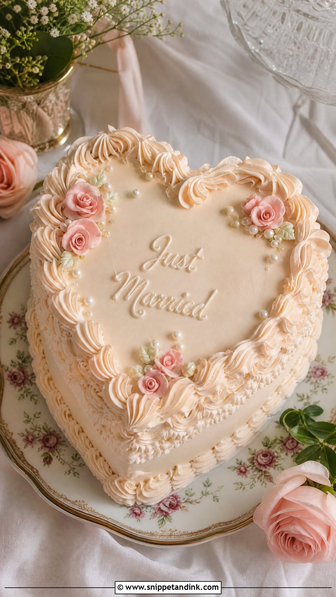 Vintage Heart Wedding Cake - Snippet and Ink - 30 Vintage Wedding Cake Ideas