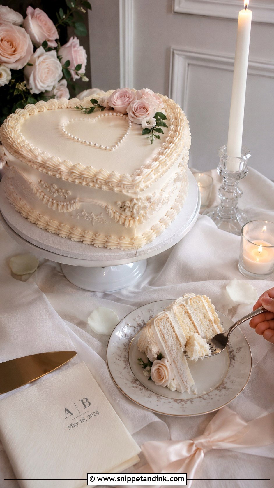 Vintage Heart Wedding Cake Bite Photo - Snippet and Ink - 20 Cake Eating Photoshoot Ideas for Wedding
