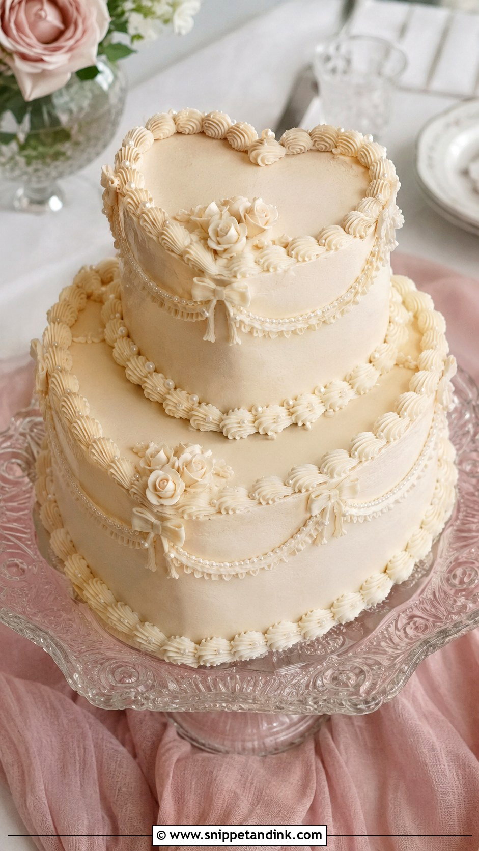 Vintage Heart Wedding Cake - Snippet and Ink - 20 Elegant Vintage Wedding Cakes