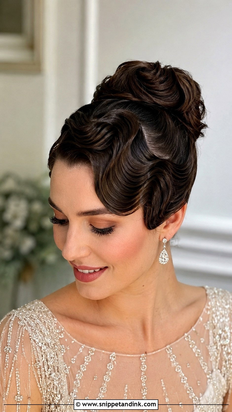 Vintage High Bun With Finger Waves - Snippet and Ink - 25 High Bun Wedding Ideas