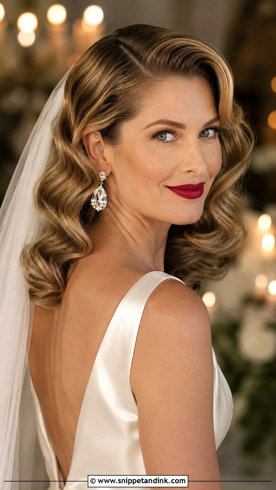 Vintage Hollywood Waves - Snippet and Ink - 25 Shoulder Length Bridal Hair Ideas