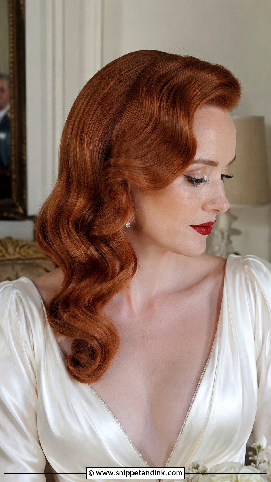 Vintage Hollywood Waves - Snippet and Ink - 20 Red Hair Wedding Ideas