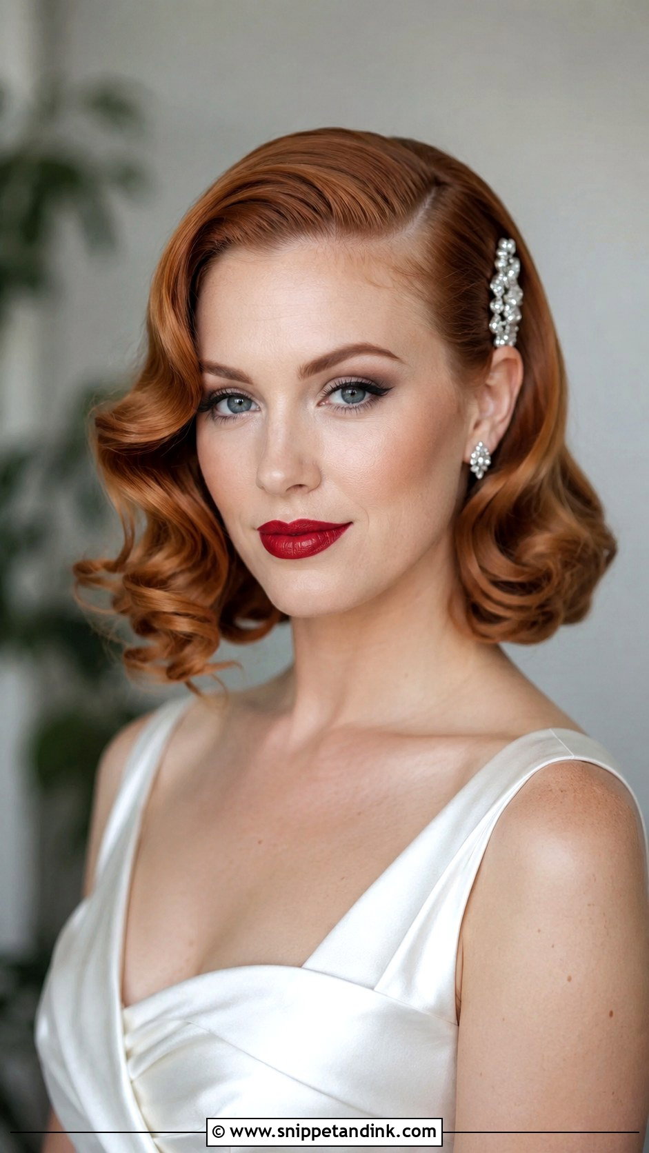 Vintage Hollywood Waves For Short Bridal Hair - Snippet and Ink - 25 Short Bridal Hair Shoulder Length Ideas
