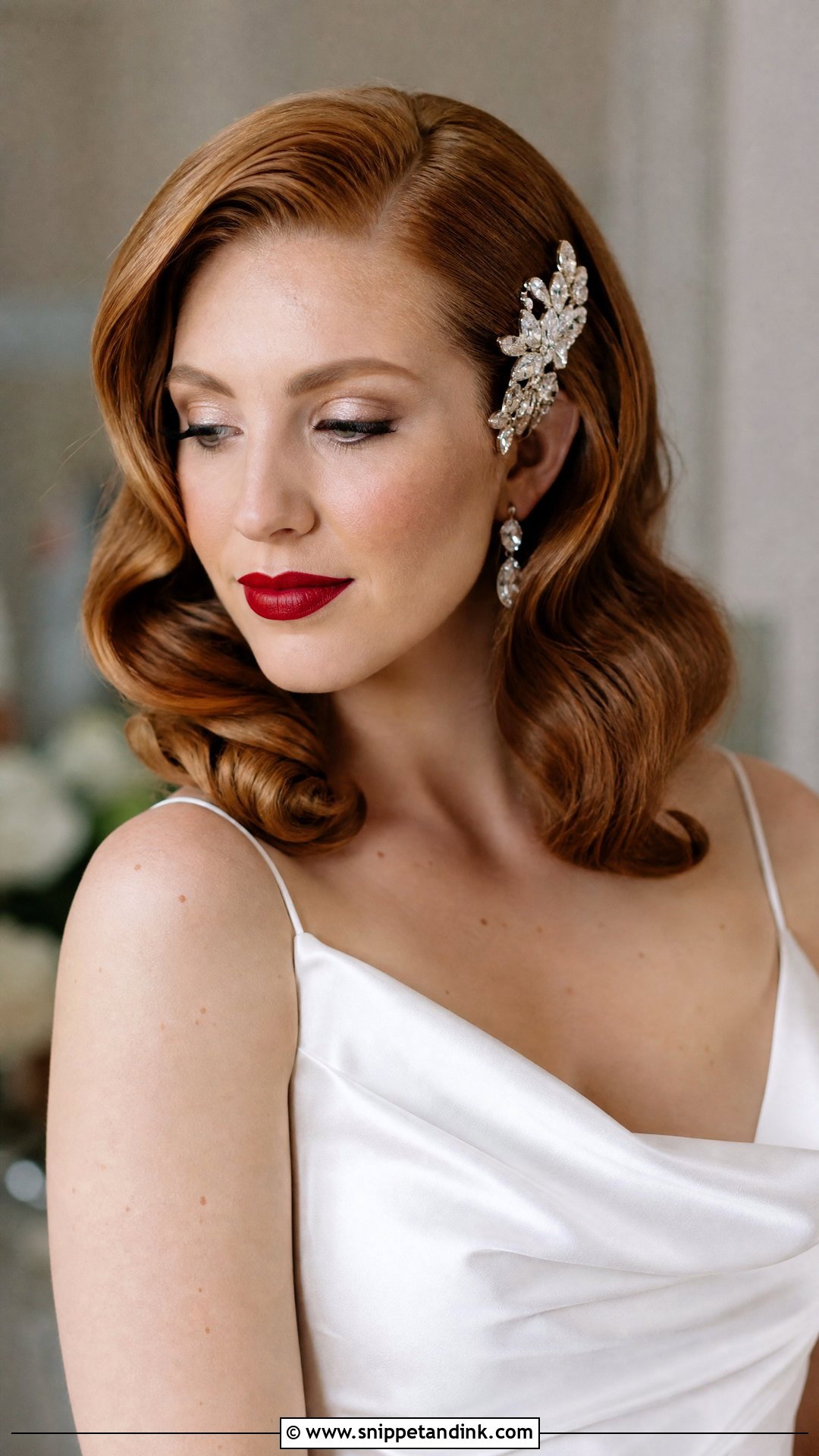 Vintage Hollywood Waves Long Bob Wedding Hair - Snippet and Ink - 20 Long Bob Wedding Hair Ideas