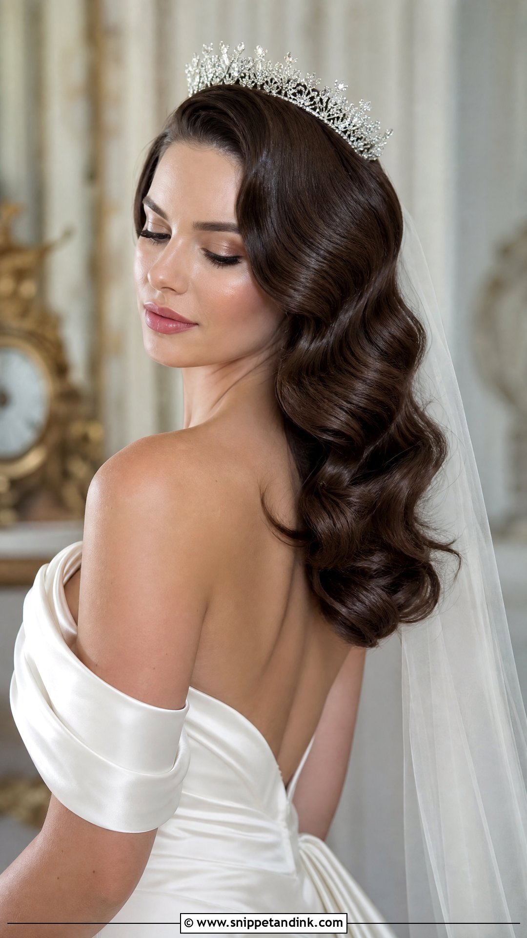 Vintage Hollywood Waves With Crown - Snippet and Ink - 25 Bridal Hairstyles with Crown
