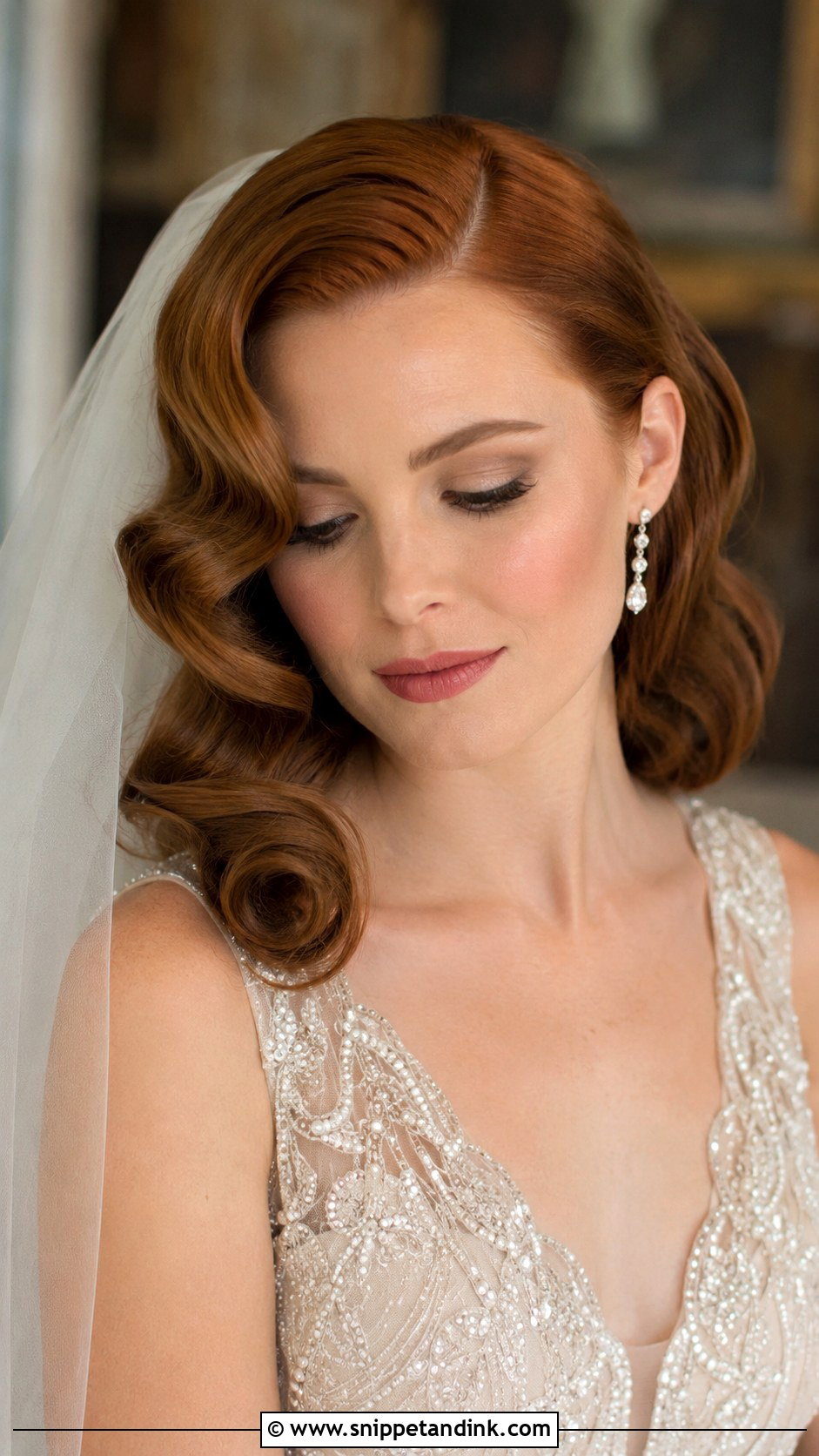 Vintage Hollywood Waves for Medium Hair Bride - Snippet and Ink - 25 Hairstyles for Medium Length Hair Wedding
