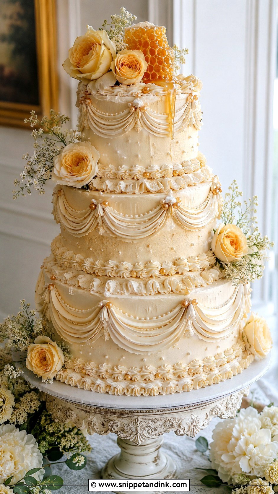 Vintage Honey Wedding Cake - Snippet and Ink - 20 Honey Cake Design Ideas for Wedding