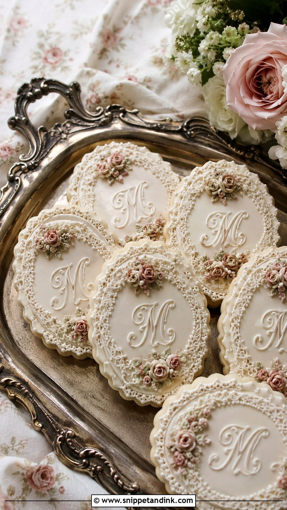 Vintage Initial Wedding Cookies - Snippet and Ink - 20 Initial Wedding Cookies