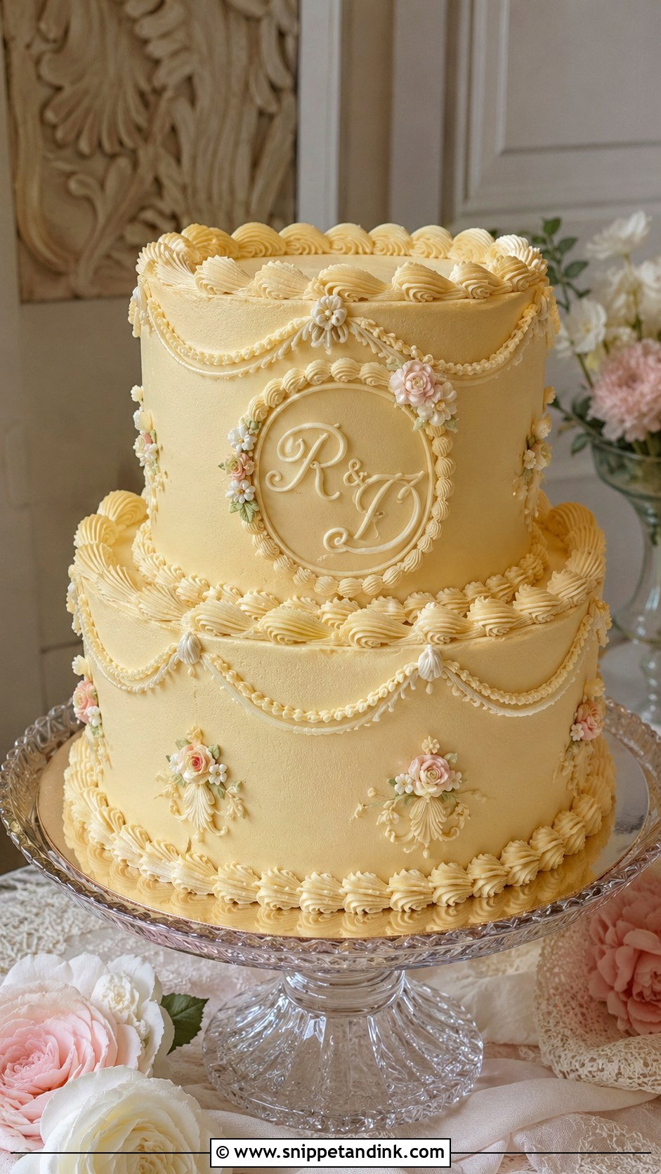 Vintage Initials Wedding Cake - Snippet and Ink - 25 Initials on Wedding Cake Ideas