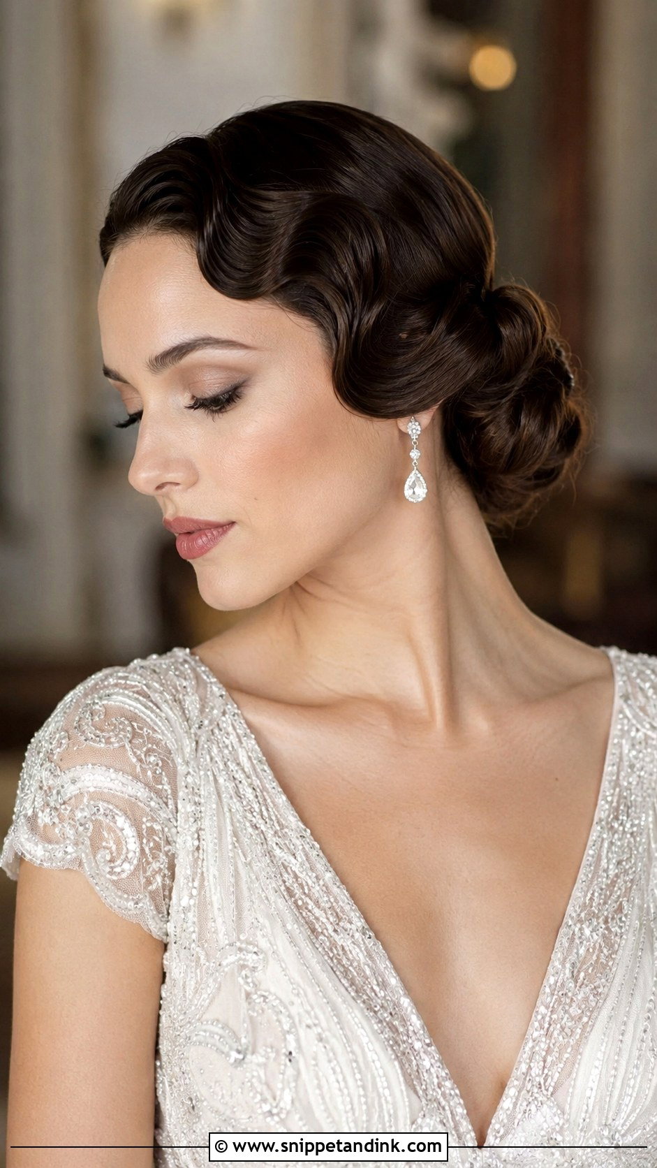 Vintage Inspired Finger Wave Updo - Snippet and Ink - 25 Wedding Hair Updo Front View Ideas