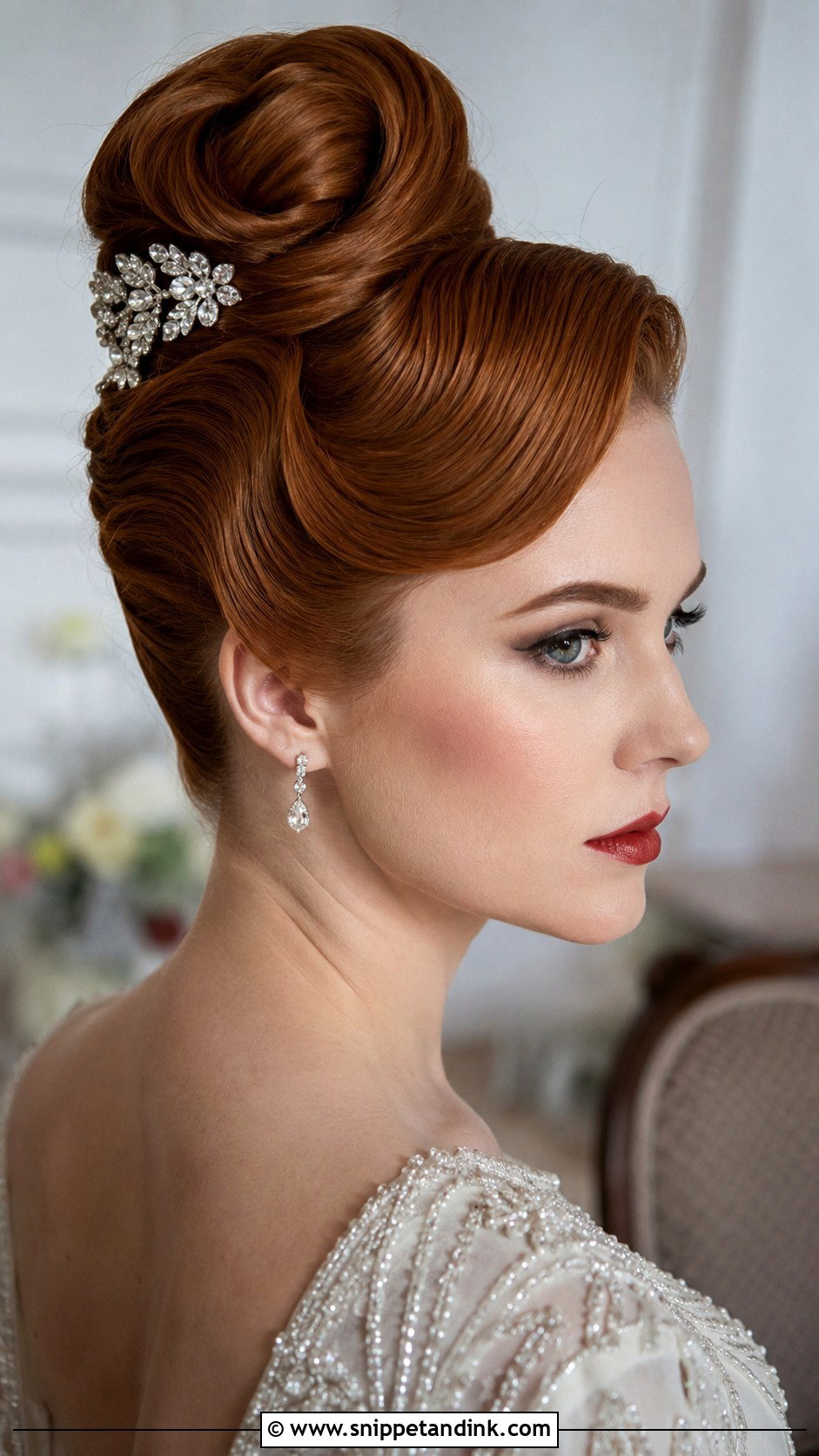 Vintage Inspired High Bun - Snippet and Ink - 30 High Bun Wedding Hair Ideas