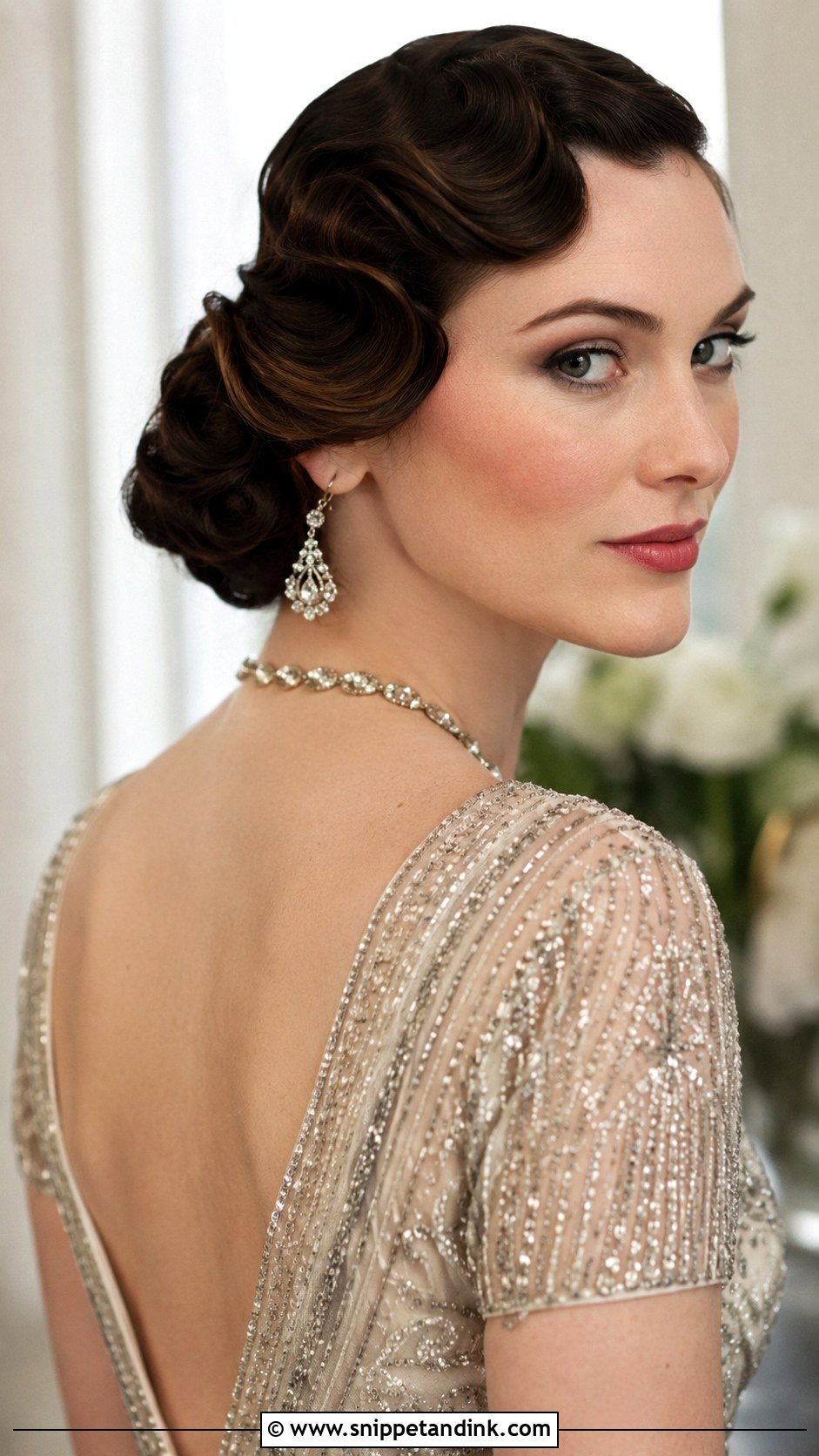 Vintage Inspired Low Bun With Finger Waves - Snippet and Ink - 25 Simple Low Bun Wedding Hair Ideas