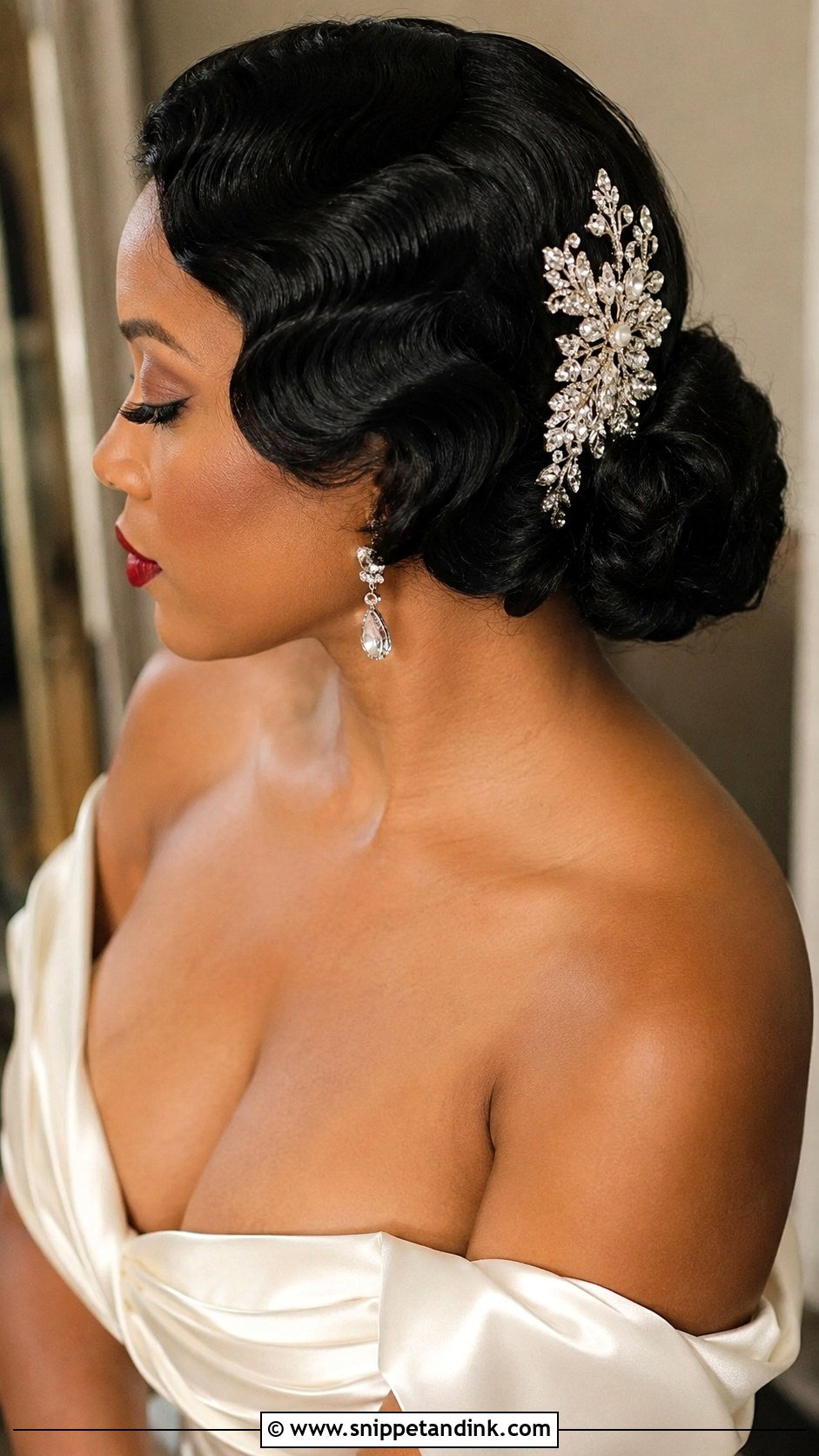 Vintage Inspired Low Bun - Snippet and Ink - 20 Low Bun Wedding Hair Black Women Ideas
