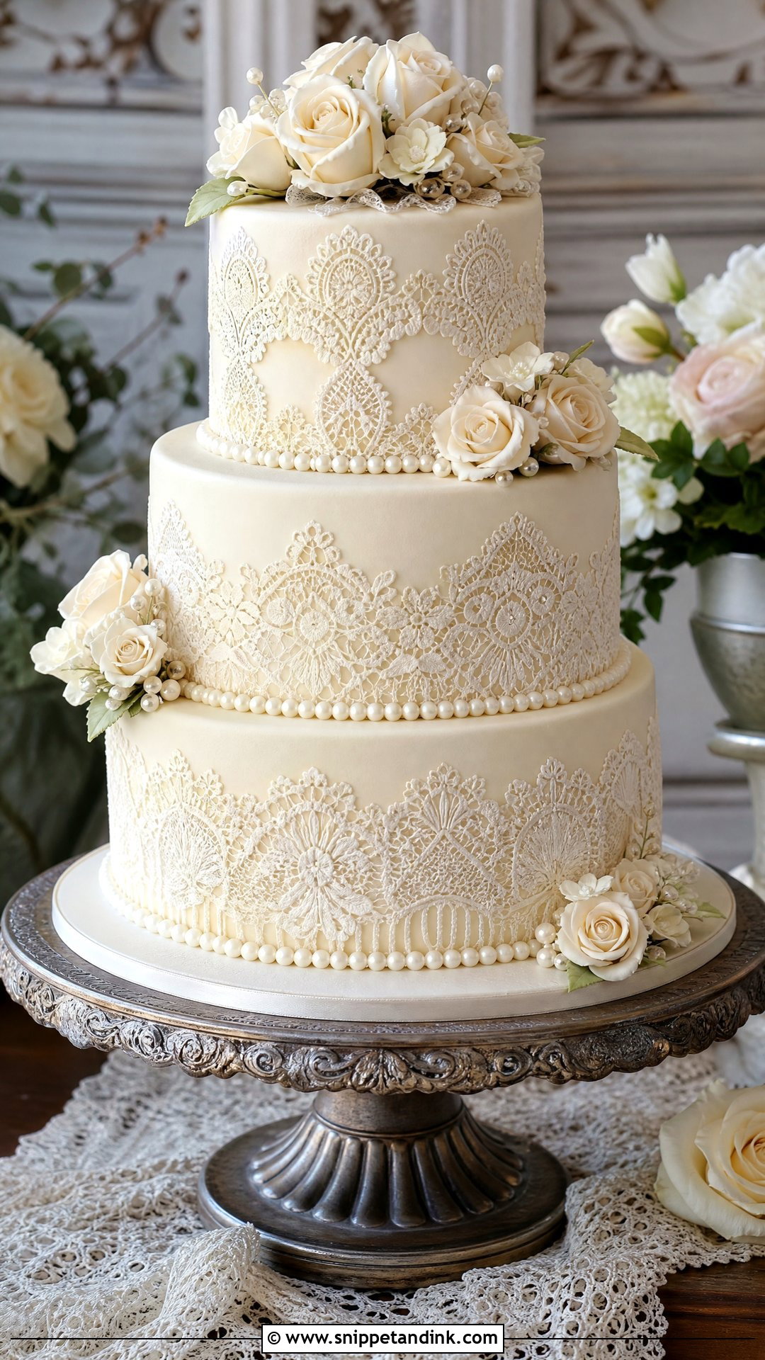 Vintage Lace Wedding Cake - Snippet and Ink - 30 Vintage Wedding Cake Ideas