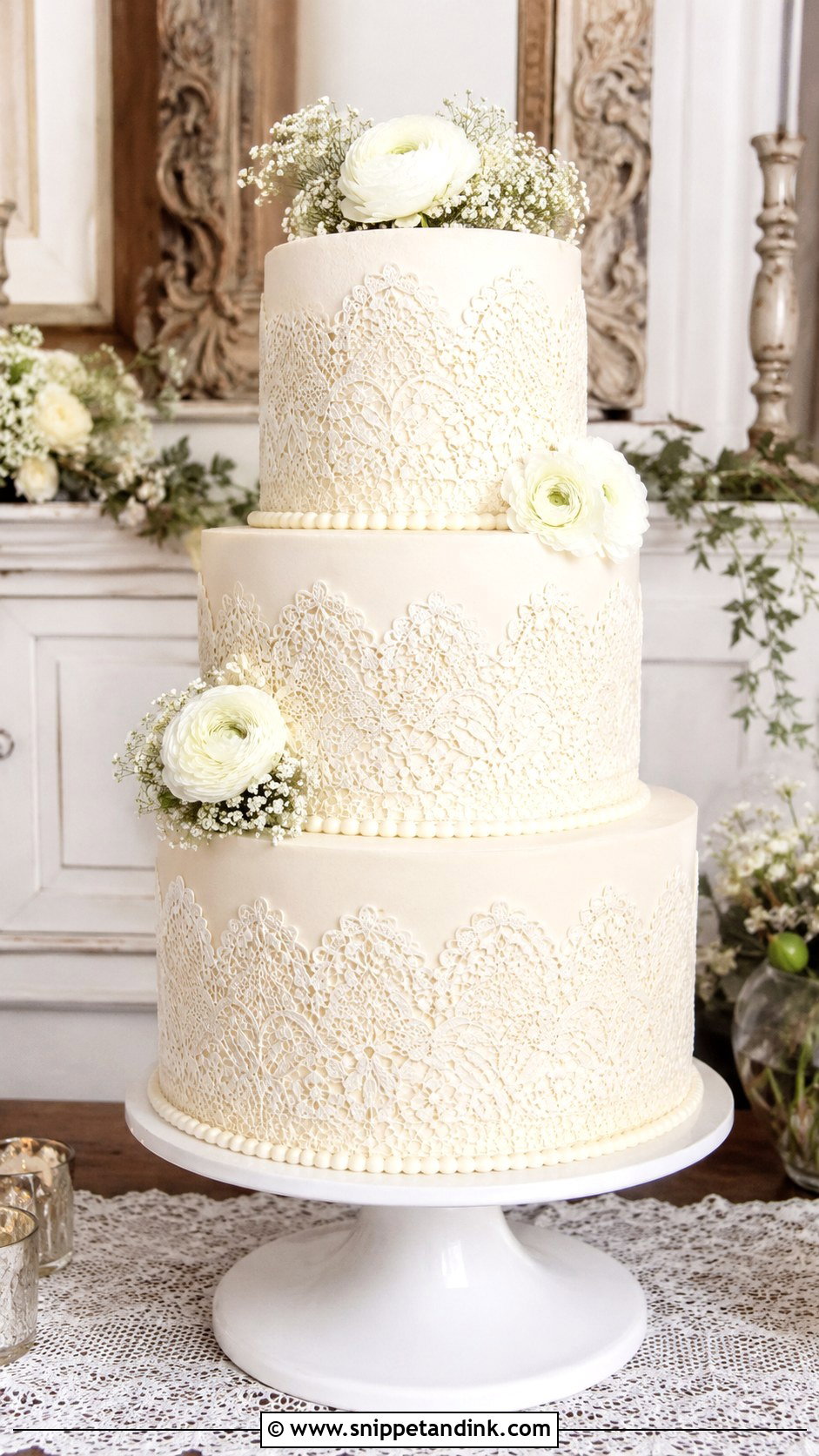 Vintage Lace Wedding Cake Display - Snippet and Ink - 20 Vintage Wedding Cake Display
