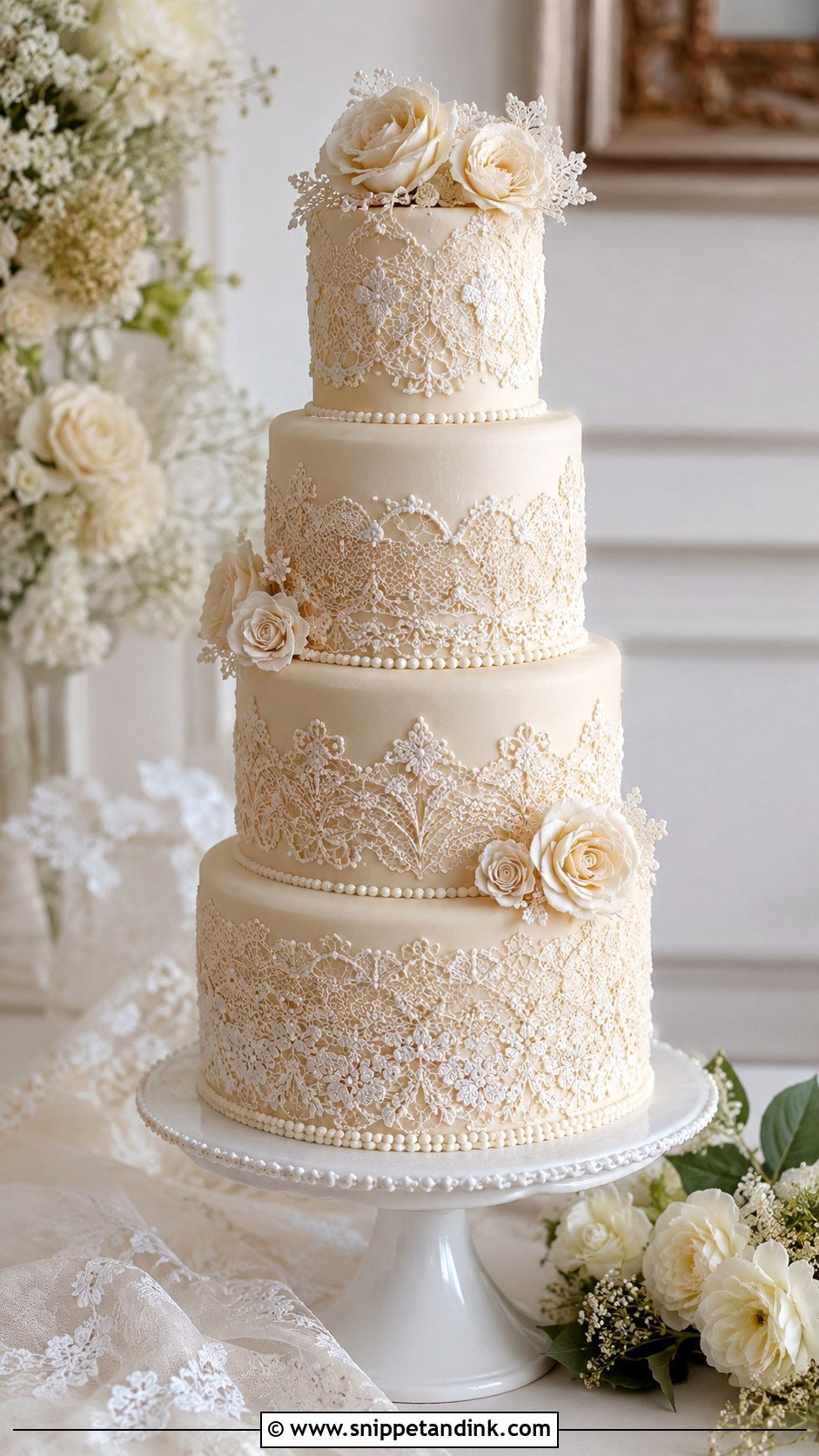 Vintage Lace Wedding Cake - Snippet and Ink - 20 Elegant Vintage Wedding Cakes