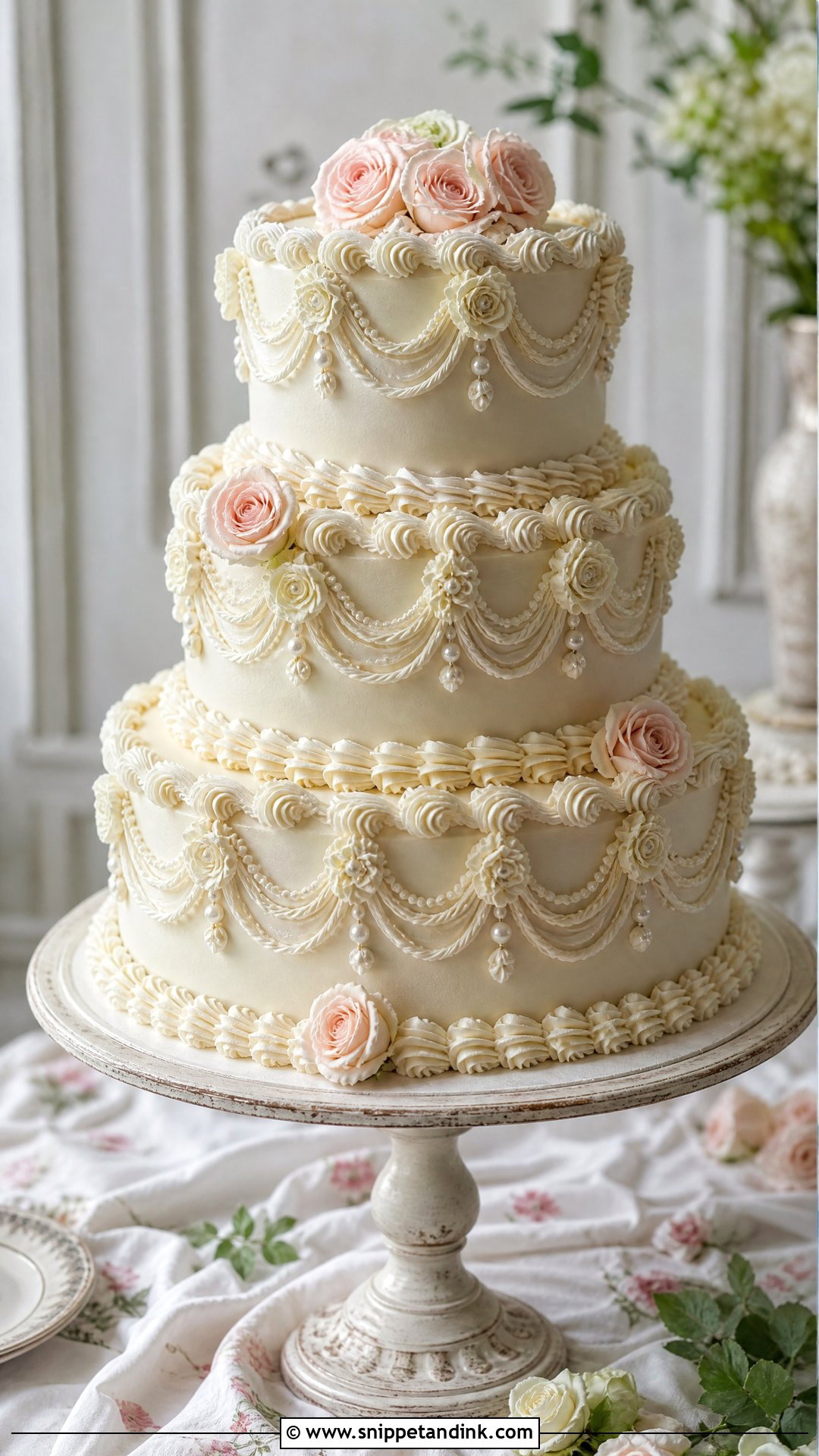 Vintage Lambeth Wedding Cake - Snippet and Ink - 20 Trendy Wedding Cake Ideas